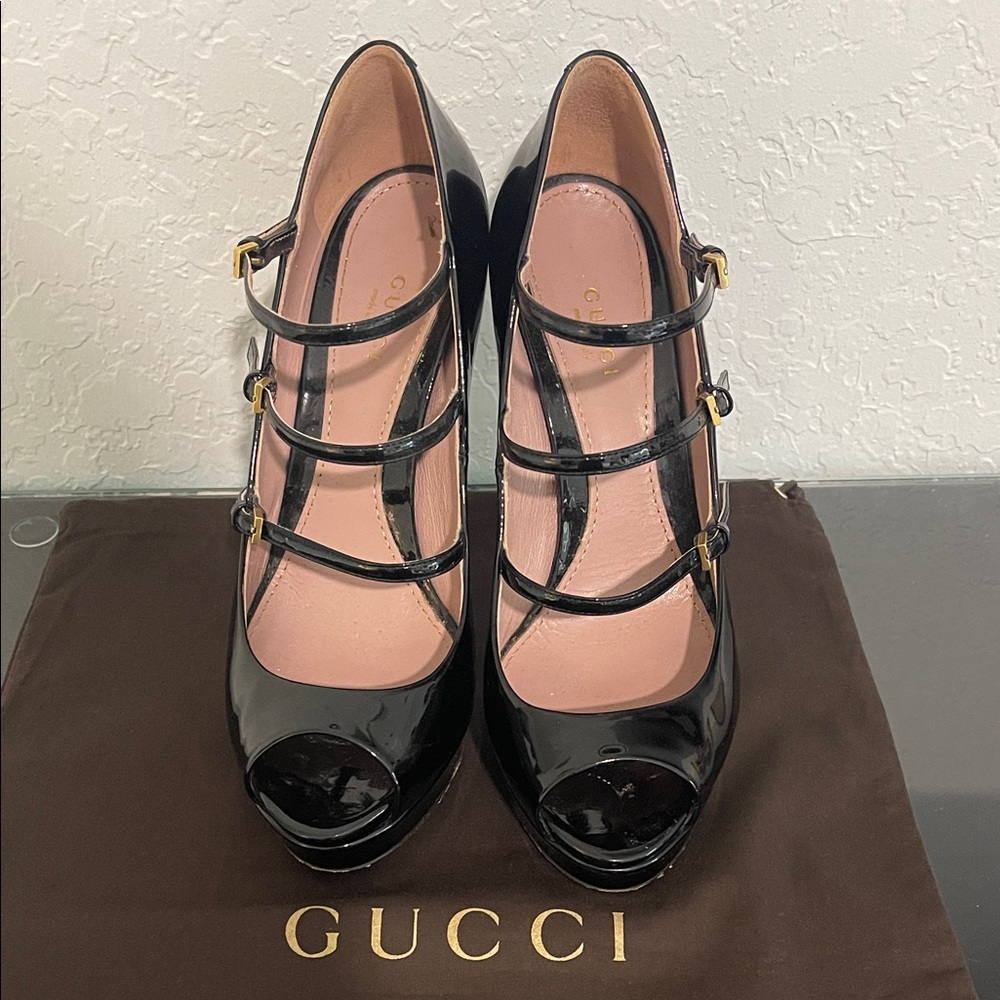 Gucci Lisbeth Black Patent Leather Women's Heels